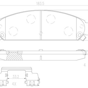 Brembo Brake Pad, Nao, Fmsi Number D1058-7965, Ceramic, Set of 4, With Hardware – P11017N