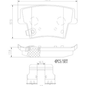 Brembo Brake Pad, Nao, Fmsi Number D1057-7963, Ceramic, Set of 4, With Hardware – P11040N