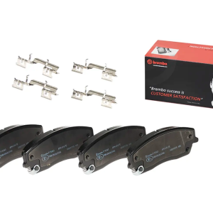 Brembo Brake Pad, Prime Line, Fmsi Number D1056-7962/ D1056-8766, Low-Metallic, Set of 4, With Mounting Hardware – P11041