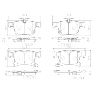 Brembo Brake Pad, Nao, Fmsi Number D1901-9128, Ceramic, Set of 4 – P11043N