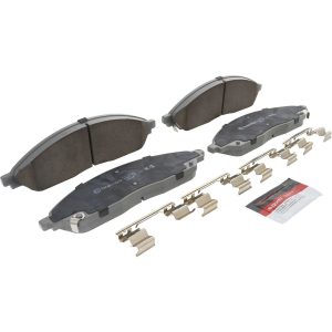 Brembo Brake Pad, Nao, Fmsi Number D2402-9632, Ceramic, Set of 4, With Brake Lubricant/ Pad Wear Sensor/ Mounting Hardware – P11046N