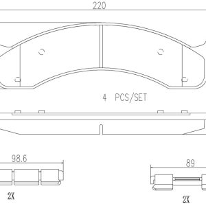 Brembo Brake Pad, Nao, Fmsi Number D821-7694, Ceramic, Set of 4, With Hardware – P18006N