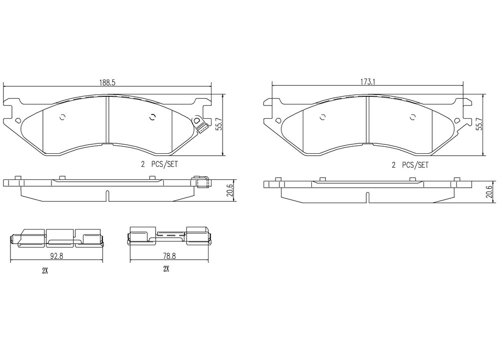 Brembo Brake Pad, Nao, Fmsi Number D1077-7865, Ceramic, Set of 4, With Hardware – P18023N