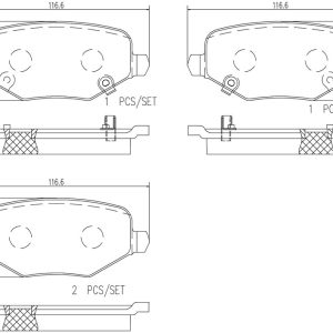 Brembo Brake Pad, Nao, Fmsi Number D1719-8825, Ceramic, Set of 4, With Hardware – P18029N