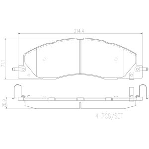 Brembo Brake Pad, Nao, Fmsi Number D1399-8507, Ceramic, Set of 4, With Hardware – P18039N