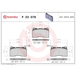 Brembo Brake Pad, Fmsi Number D1016-7919, Low-Metallic, Set of 4 – P23078