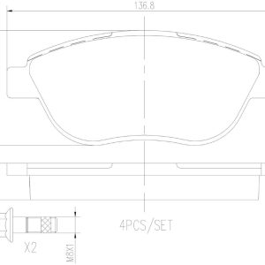 Brembo Brake Pad, Nao, Fmsi Number D1618-8921, Ceramic, Set of 4, With Hardware – P23119N
