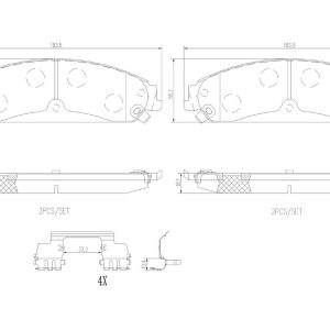 Brembo Brake Pad, Nao, Fmsi Number D1058-8236, Ceramic, Set of 4 – P23149N