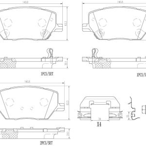 Brembo Brake Pad, Nao, Fmsi Number D1811-9046, Ceramic, Set of 4 – P23164N
