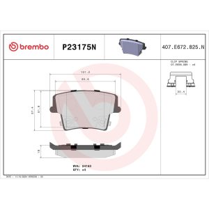 Brembo Brake Pad, Nao, Fmsi Number D1057-7964, Ceramic, Set of 4, With Hardware – P23175N