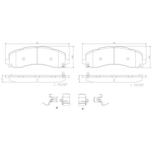 Brembo Brake Pad, Nao, Fmsi Number D2225-9464, Ceramic, Set of 4, With Brake Lubricant/ Pad Wear Sensor/ Mounting Hardware – P23195N