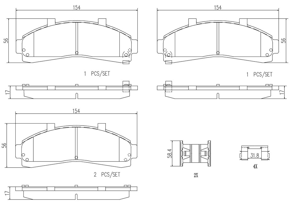 Brembo Brake Pad, Nao, Fmsi Number D652-7532, Ceramic, Set of 4, With Hardware – P24041N