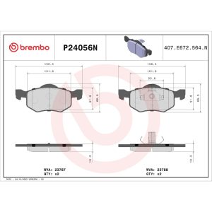Brembo Brake Pad, Nao, Fmsi Number D843-7719, Ceramic, Set of 4 – P24056N