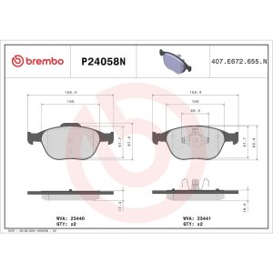 Brembo Brake Pad, Nao, Fmsi Number D970-7871, Ceramic, Set of 4 – P24058N