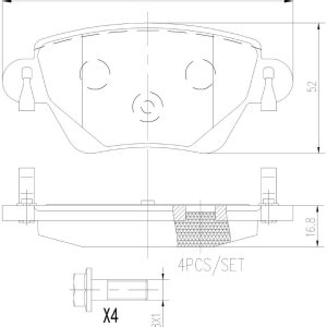 Brembo Brake Pad, Nao, Fmsi Number D911-7790, Ceramic, Set of 4, With Hardware – P24059N
