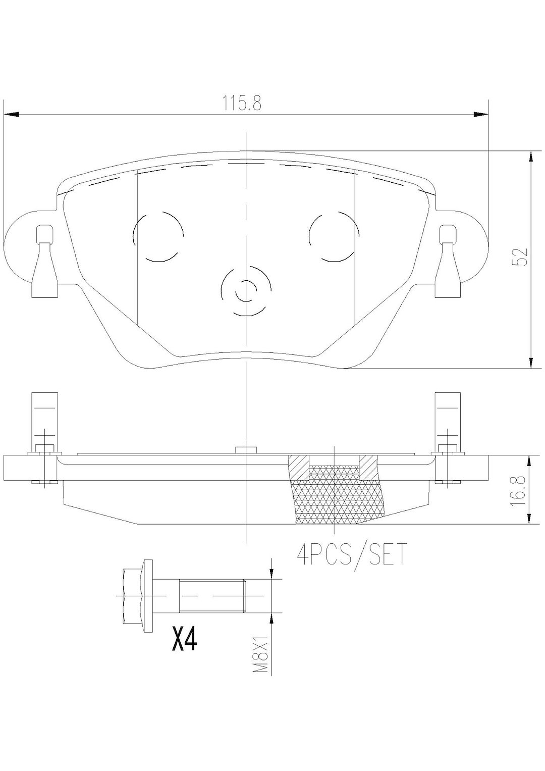 Brembo Brake Pad, Nao, Fmsi Number D911-7790, Ceramic, Set of 4, With Hardware – P24059N