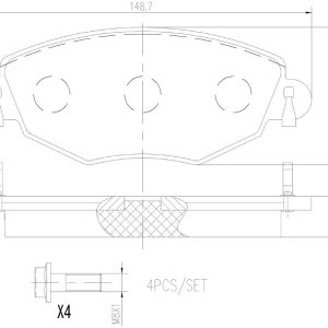 Brembo Brake Pad, Nao, Fmsi Number D910-7789, Ceramic, Set of 4, With Hardware – P24060N