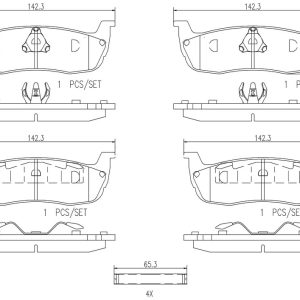 Brembo Brake Pad, Nao, Fmsi Number D879-7584, Ceramic, Set of 4, With Hardware – P24083N