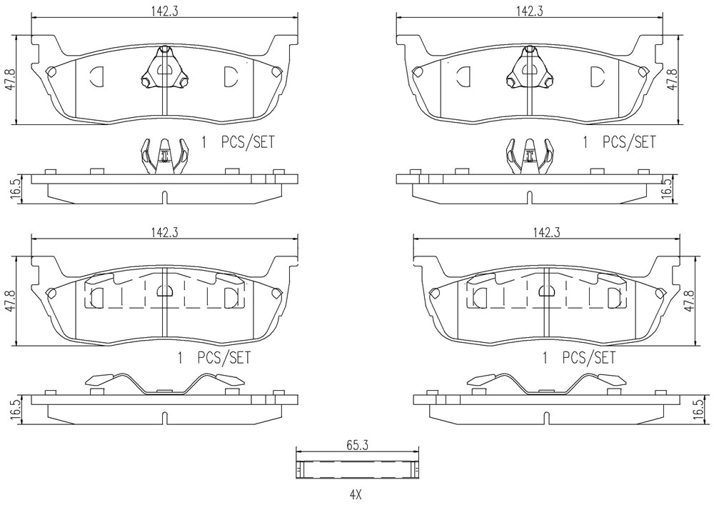 Brembo Brake Pad, Nao, Fmsi Number D879-7584, Ceramic, Set of 4, With Hardware – P24083N