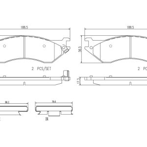 Brembo Brake Pad, Nao, Fmsi Number D702-7576, Ceramic, Set of 4, With Hardware – P24103N