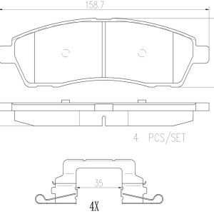 Brembo Brake Pad, Nao, Fmsi Number D757-7626, Ceramic, Set of 4, With Hardware – P24107N