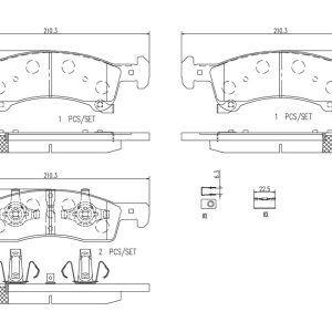 Brembo Brake Pad, Nao, Fmsi Number D934-7837, Ceramic, Set of 4, With Hardware – P24111N