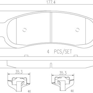 Brembo Brake Pad, Nao, Fmsi Number D1067-7973, Ceramic, Set of 4, With Hardware – P24117N