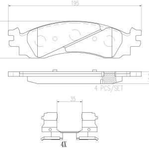 Brembo Brake Pad, Nao, Fmsi Number D1158-8268, Ceramic, Set of 4, With Hardware – P24136N