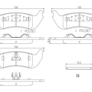 Brembo Brake Pad, Nao, Fmsi Number D1040-7944, Ceramic, Set of 4, With Hardware – P24137N