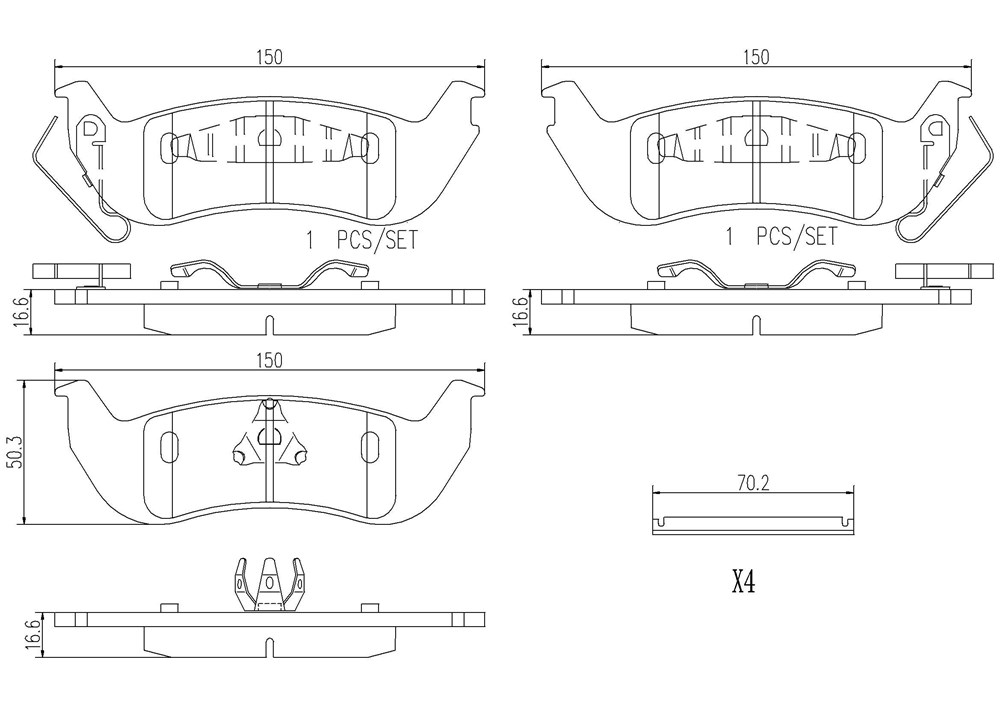 Brembo Brake Pad, Nao, Fmsi Number D1040-7944, Ceramic, Set of 4, With Hardware – P24137N