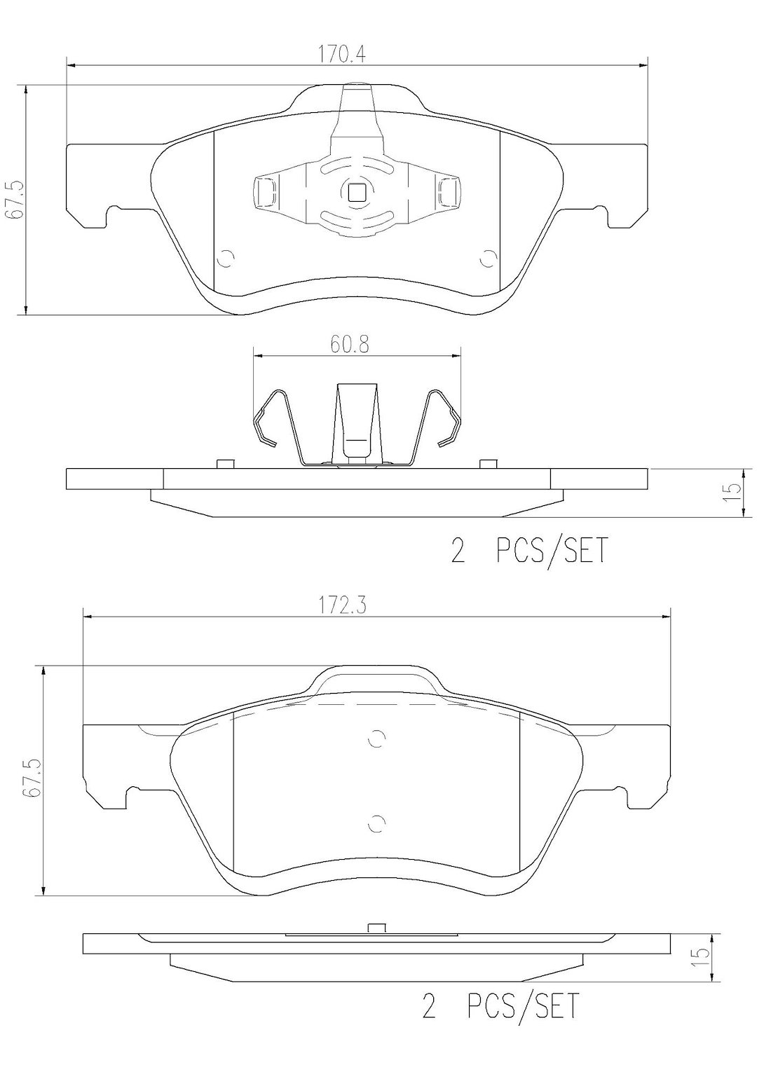 Brembo Brake Pad, Nao, Fmsi Number D1047-8445, Ceramic, Set of 4 – P24159N