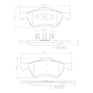 Brembo Brake Pad, Nao, Fmsi Number D1047-8445, Ceramic, Set of 4 – P24159N