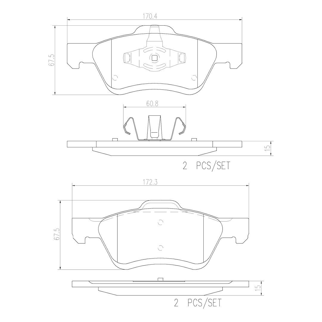 Brembo Brake Pad, Nao, Fmsi Number D1047-8445, Ceramic, Set of 4 – P24159N