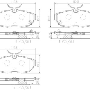 Brembo Brake Pad, Nao, Fmsi Number D1465-8664, Ceramic, Set of 4, With Hardware – P24170N