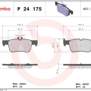 Brembo Brake Pad, Prime Line, Fmsi Number D1665-8893/ D1833-8893, Low-Metallic, Set of 4 – P24175