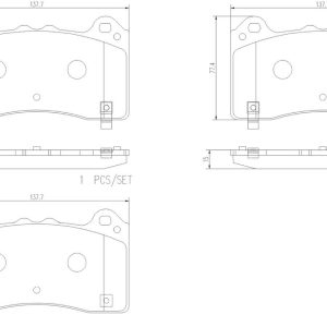 Brembo Brake Pad, Nao, Fmsi Number D1977-9206, Ceramic, Set of 4, With Brake Lubricant/ Pad Wear Sensor – P24202N