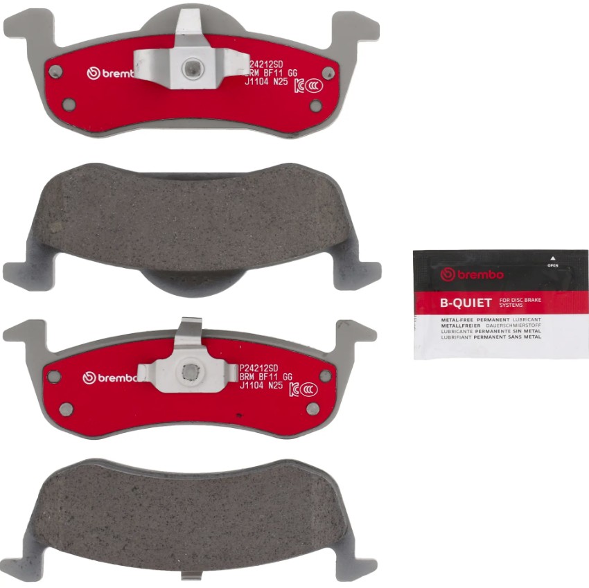Brembo Brake Pad, Xtra Severe Duty, Fmsi Number D1279-8395, Ceramic, Set of 4, With Pad Shims and Brake Lubricant – P24212SD