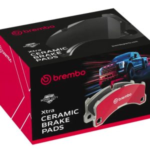 Brembo Brake Pad, Xtra Severe Duty, Fmsi Number D2231-9470, Ceramic, Set of 4, With Pad Wear Sensor/ Mounting Hardware/ Brake Lubricant – P24242SD