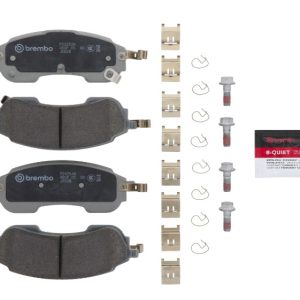 Brembo Brake Pad, Nao, Fmsi Number D2414-9640, Ceramic, Set of 4, With Brake Lubricant/ Pad Wear Sensor/ Mounting Hardware – P24254N