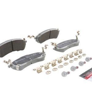 Brembo Brake Pad, Nao, Fmsi Number D2414-9640, Ceramic, Set of 4, With Brake Lubricant/ Pad Wear Sensor/ Mounting Hardware – P24254N