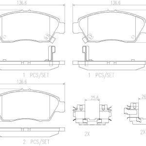 Brembo Brake Pad, Nao, Fmsi Number D621-7497, Ceramic, Set of 4, With Hardware – P28023N