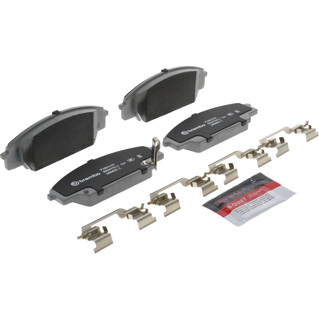 Brembo Brake Pad, Nao, Fmsi Number D829-7702, Ceramic, Set of 4, With Hardware – P28032N