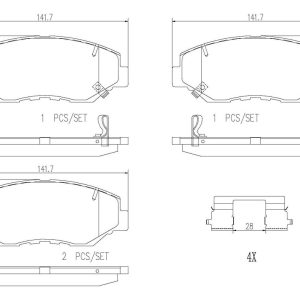 Brembo Brake Pad, Nao, Fmsi Number D914-7795, Ceramic, Set of 4, With Hardware – P28035N