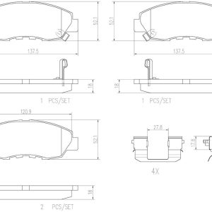 Brembo Brake Pad, Nao, Fmsi Number D465-7573, Ceramic, Set of 4, With Hardware – P28042N