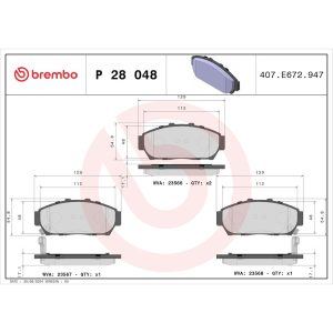 Brembo Brake Pad, Fmsi Number D617-7493, Low-Metallic, Set of 4 – P28048