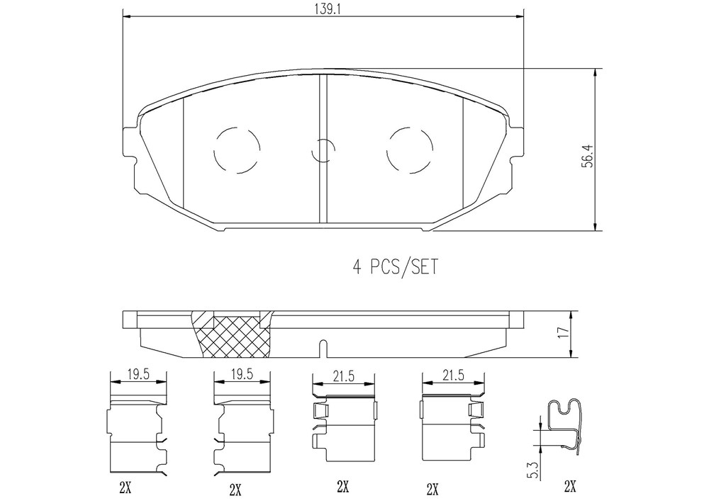 Brembo Brake Pad, Nao, Fmsi Number D793-7663, Ceramic, Set of 4, With Hardware – P28049N