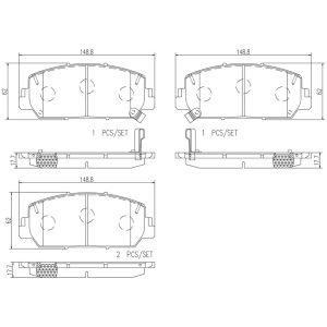 Brembo Brake Pad, Nao, Fmsi Number D1697-8840, Ceramic, Set of 4 – P28084N