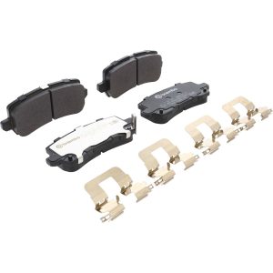 Brembo Brake Pad, Prime Line, Fmsi Number D1698-8923/ D1954-8923, Low-Metallic, Set of 4, With Mounting Hardware and Pad Wear Sensor – P28091