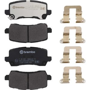 Brembo Brake Pad, Prime Line, Fmsi Number D1698-8923/ D1954-8923, Low-Metallic, Set of 4, With Mounting Hardware and Pad Wear Sensor – P28091