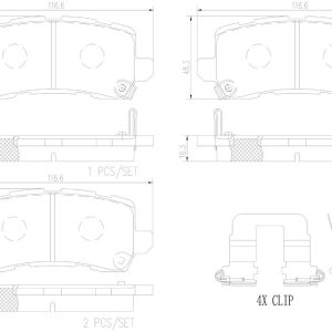 Brembo Brake Pad, Nao, Fmsi Number D1698-8923, Ceramic, Set of 4 – P28091N